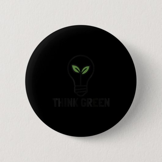 環境に優しい 地球の日 電球 植物 エコロジー 缶バッジ (正面)