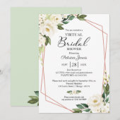 環境に配慮した幾何学的フローラ仮想ブライダルシャワー 招待状 (正面/裏面)