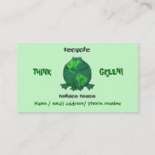 環境の緑のリサイクルのカエルの名刺 名刺 (裏面)