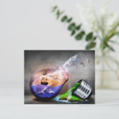 環境保護ウミガメ&船舶写真 ポストカード (スタンド正面)