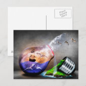 環境保護ウミガメ&船舶写真 ポストカード (正面/裏面)