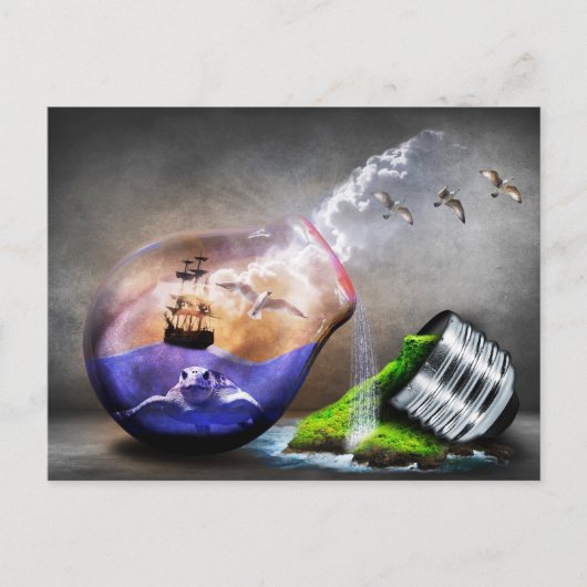 環境保護ウミガメ&船舶写真 ポストカード (正面)