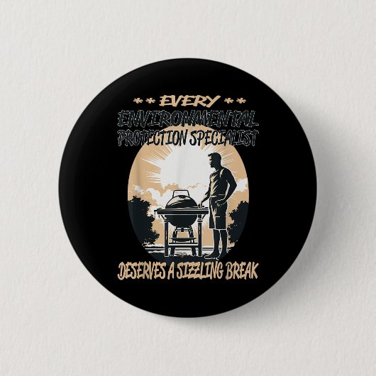 環境保護スペシャリストおもしろいBbqシェフ 缶バッジ (正面)