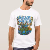 環境保護 水を守る 命を守る Tシャツ (正面)
