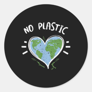 環境保護_ No Plastic - Earth Day ラウンドシール