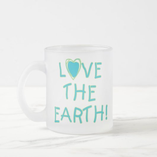 環境地球を愛して下さい フロストグラスマグカップ (左)