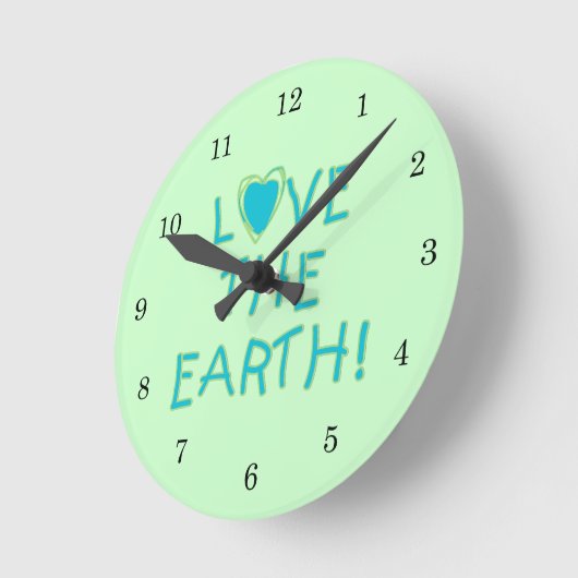 環境地球を愛して下さい ラウンド壁時計 (傾斜)