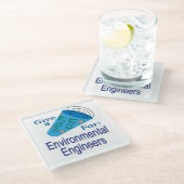 環境技術者に声を掛ける ガラスコースター (アングル)