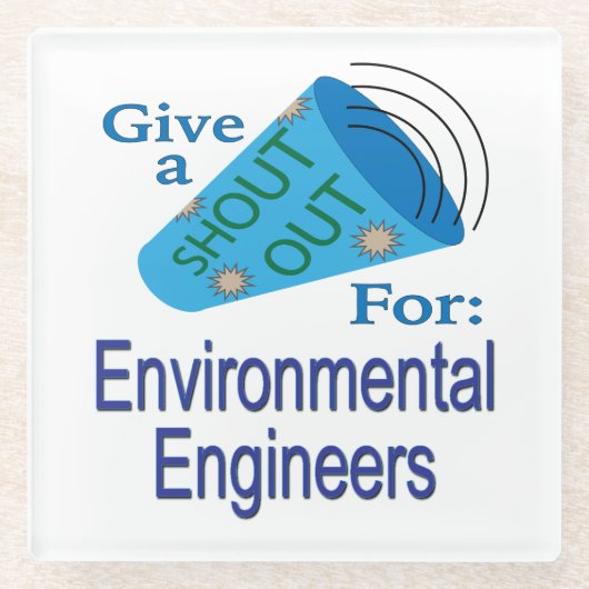 環境技術者に声を掛ける ガラスコースター (正面)