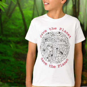 環境活動スローガ救ン地球 Tシャツ