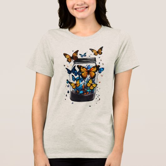瓶から出た蝶の女性用Tシャツ トライブレンドTシャツ (正面)