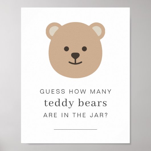 瓶に入っている熊の数を推測する – クマ顔標識 ポスター (正面)