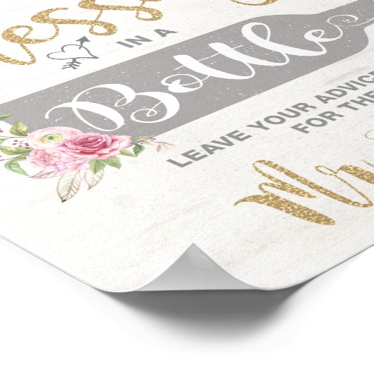 瓶に込めたメッセージ ウェディング アドバイス&ウィッシュ ポスター (角)