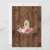 瓶のキンセアニェラの素朴なパーティーの木製の花ライト 招待状 (裏面)