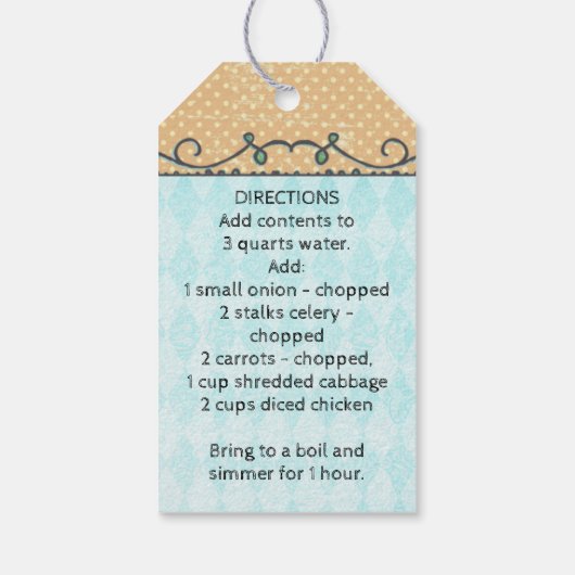 瓶のギフトタグレシピの指示が粗末なスープ ギフトタグ (裏面)