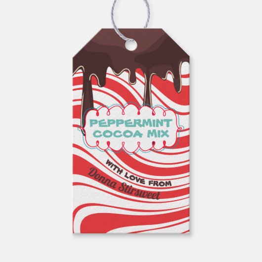 瓶のギフトラベルの指示ペパーミントにココアミックス ギフトタグ (正面)