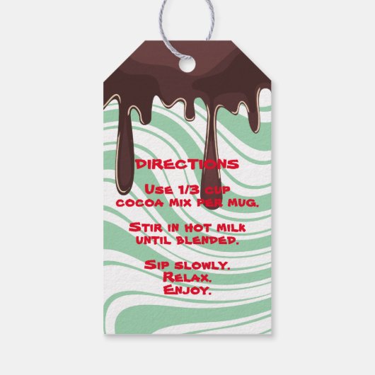 瓶のギフトラベルの指示ペパーミントにココアミックス ギフトタグ (裏面)