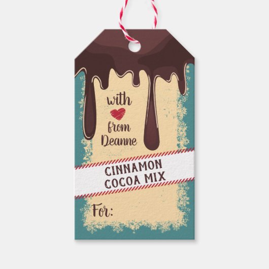 瓶のギフトラベルの指示ペパーミントにココアミックス ギフトタグ (正面)