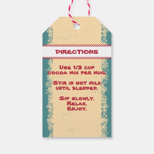 瓶のギフトラベルの指示ペパーミントにココアミックス ギフトタグ (裏面)
