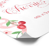 瓶のピンクの弓のさくらんぼの数ベビーシャワー ポスター (角)