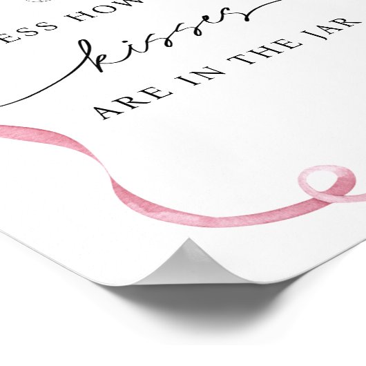 瓶のピンクボウにキスが何個あるかを推測する ポスター (角)