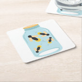 瓶のホタル スクエアペーパーコースター (アングル)