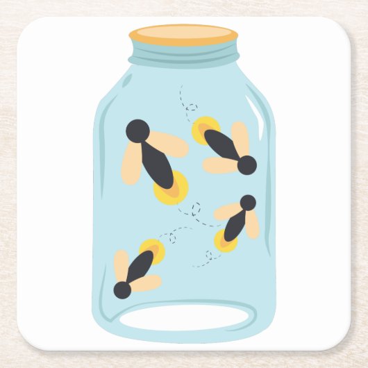 瓶のホタル スクエアペーパーコースター (正面)