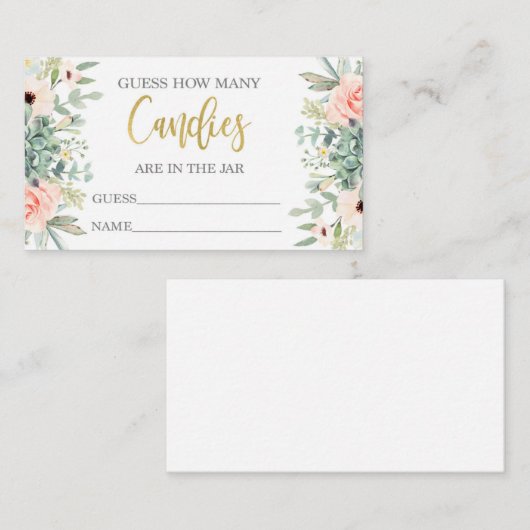 瓶の中にキャンディーが何個入っているか推測する エンクロージャーカード (正面/裏面)