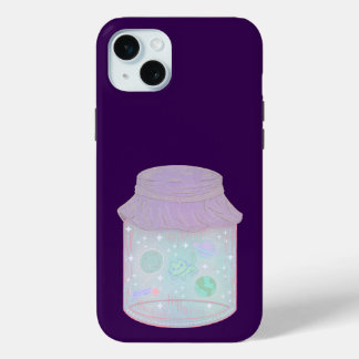 瓶の中のギャラクシーキャット | かわいい宇宙猫のイラスト iPhone 15 MINIケース