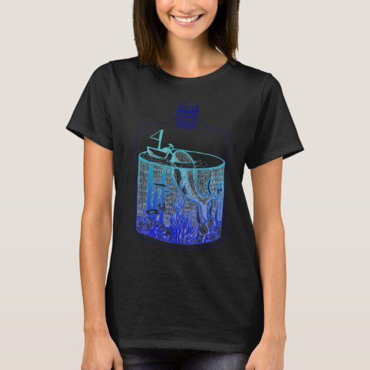 瓶の中のクジラ - ブルーグラデーション Tシャツ (正面)
