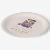 瓶の中の小さな蝶のフローラの赤ちゃんシャワー ペーパープレート (アングル)