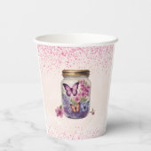 瓶の中の小さな蝶のフローラの赤ちゃんシャワー 紙コップ (裏面)