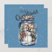 瓶の中の雪だるま　雪の結晶　青 シーズンカード (正面/裏面)