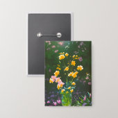 瓶の中の黄色い花ボタン 缶バッジ (正面/裏面)