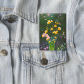 瓶の中の黄色い花ボタン 缶バッジ (インサイチュ)