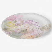 瓶の第95誕生日のロマンチックなバラ ペーパープレート (アングル)