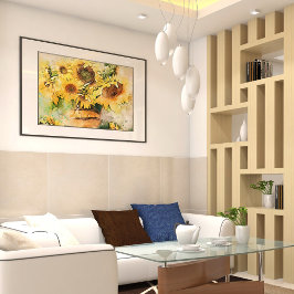 瓶の花瓶絵を描に残るヒマワリ メタルプリント