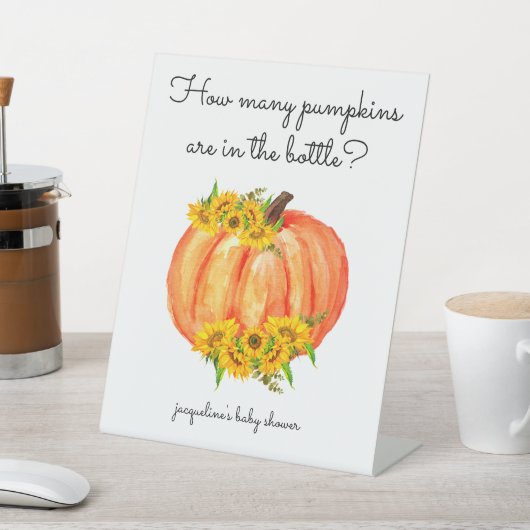 瓶の赤ちゃんシャワーのカボチャの数 台座サイン (インサイチュ)
