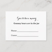 瓶の赤ちゃんシャワーのゲームでグミベアの数 プレイスカード (正面)