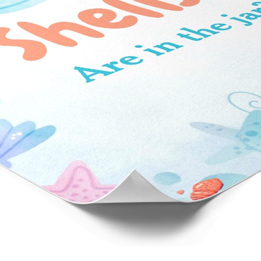 瓶の赤ちゃんシャワーのゲームのサインに何枚のシェルがある ポスター (角)