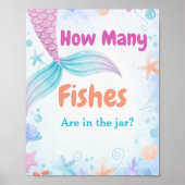 瓶の赤ちゃんシャワーゲームの看板に魚の数 ポスター (正面)