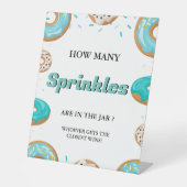 瓶の赤ちゃんシャワーゲーム内のSPrinklesの数 台座サイン (正面)