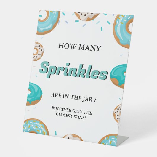 瓶の赤ちゃんシャワーゲーム内のSPrinklesの数 台座サイン (正面)