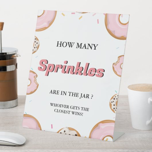 瓶の赤ちゃんシャワーゲーム内のSPrinklesの数 台座サイン (インサイチュ)