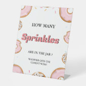 瓶の赤ちゃんシャワーゲーム内のSPrinklesの数 台座サイン (正面)