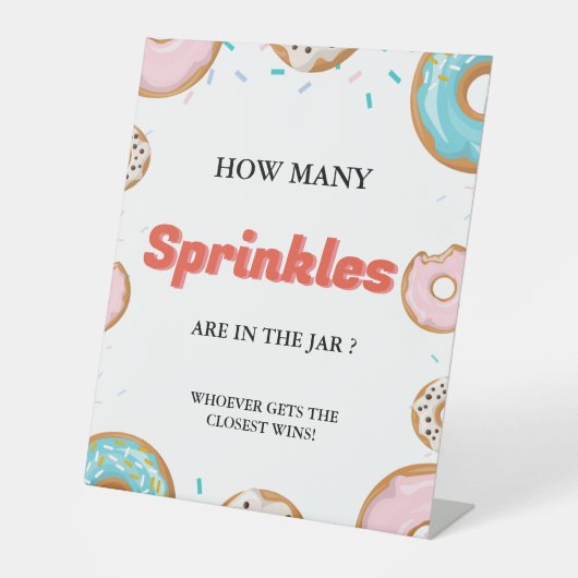 瓶の赤ちゃんシャワーゲーム内のSPrinklesの数 台座サイン (正面)