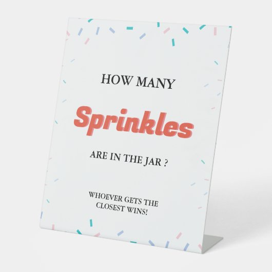 瓶の赤ちゃんシャワーゲーム内のSPrinklesの数 台座サイン (正面)
