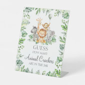 瓶サファリシャワーサインに入った動物のクラッカーの数 台座サイン (正面)