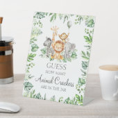 瓶サファリシャワーサインに入った動物のクラッカーの数 台座サイン (インサイチュ)