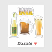 瓶ビール、ビールジョッキ、ビール大好き シール (シート)